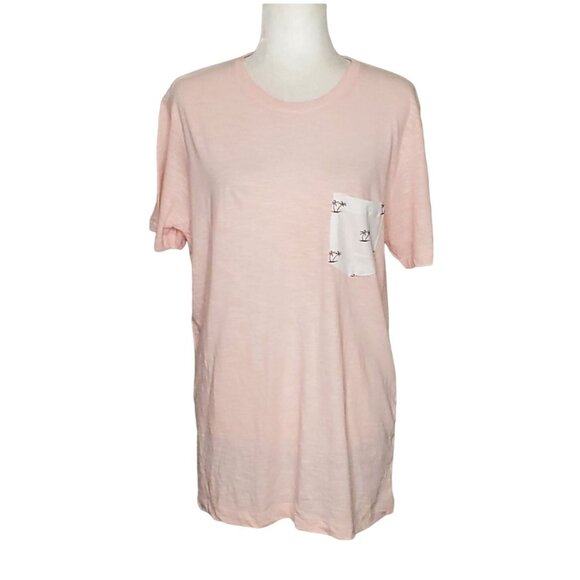 Denim and Flower Mens Pink T-Shirt With Palm Tree Pocket Design Size Medium - Picture 2 of 9